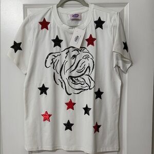 Women’s White Bulldog Star Short Sleeve Tee
